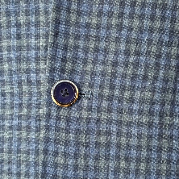 Tallia Linen Gingham Blazer | Size 36-38R | Blue Check Gold‎ Button Sport Coat - Picture 5 of 9